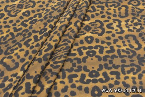 Плащевая (н) коричнево-черный хищный принт - итальянские ткани Тессутидея арт. 11-0436
