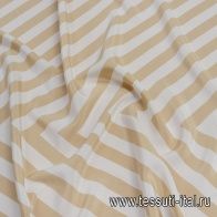 Крепдешин (н) бело-бежевая диагональная полоска - итальянские ткани Тессутидея арт. 10-2468