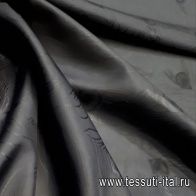 Подкладочная жаккардовая (о) черная с черным орнаментом - итальянские ткани Тессутидея арт. 07-1136