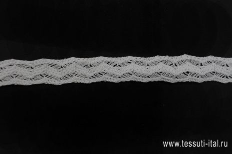 Кружевная тесьма вязанная ш-2см белая - итальянские ткани Тессутидея арт. F-6341