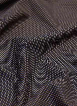 Костюмная дабл (н) сине-горчичная в крапину - в интернет-магазине тканей Тессутидея арт. 17-0966