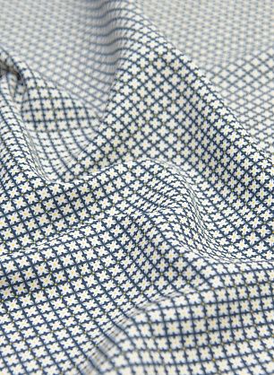 Плательная кади стрейч (н) черно-белый геометрический принт с желтыми вкраплениями - в интернет-магазине тканей Тессутидея арт. 04-1354