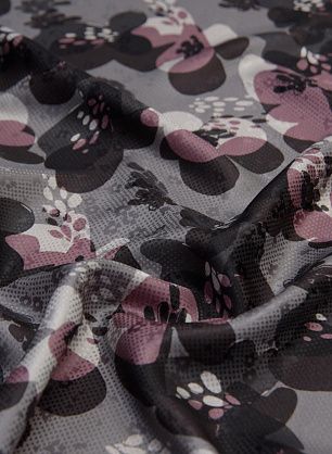 Шелк дама (н) черно-серо-розовая цветочная абстракция - в интернет-магазине тканей Тессутидея арт. 10-1663