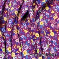 Плательная кади (н) яркий цветочный орнамент на бордовом - итальянские ткани Тессутидея арт. 02-8607