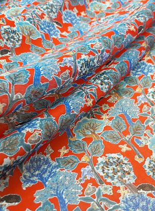 Маркизет (н) растительный орнамент на красном - в интернет-магазине тканей Тессутидея арт. 02-8361