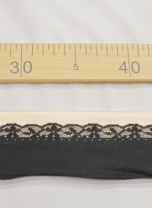 Корсажная лента черно-персиковая с кружевом - в интернет-магазине тканей Тессутидея арт. F-6221