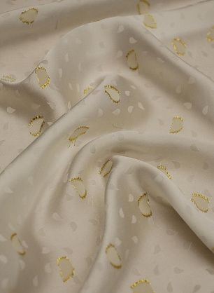 Шелк дама с люрексом (н) бело-золотые капли на белом - в интернет-магазине тканей Тессутидея арт. 10-3097