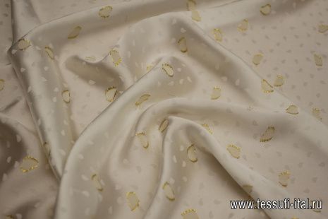 Шелк дама с люрексом (н) бело-золотые капли на белом - итальянские ткани Тессутидея арт. 10-3097