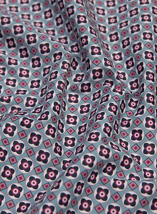 Сорочечная (н) черно-малиновый принт на бирюзовом  - в интернет-магазине тканей Тессутидея арт. 01-6154