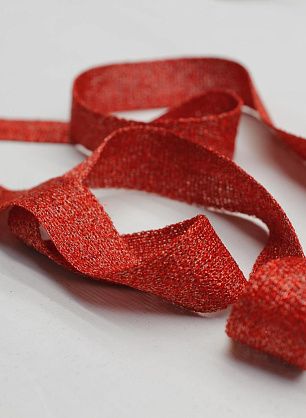 Тесьма трикотажная с люрексом (о) красная ш-2см - итальянские ткани Тессутидея F-6192