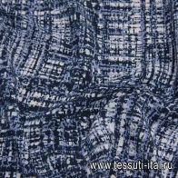 Крепдешин (н) сине-белый принт - итальянские ткани Тессутидея арт. 10-2227