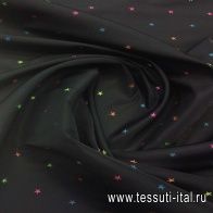 Тафта (н) разноцветные звезды на черном - итальянские ткани Тессутидея арт. 03-4648