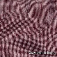 Лен (н) бело-бордовая гусиная лапка - итальянские ткани Тессутидея арт. 16-0613