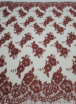Кружевное полотно (н) бежево-бордовое Solstiss - в интернет-магазине тканей Тессутидея арт. 03-5382