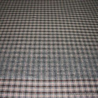 Костюмная клетка купон (0,95м) (н) серо-бежево-коричневая - итальянские ткани Тессутидея арт. 05-2084
