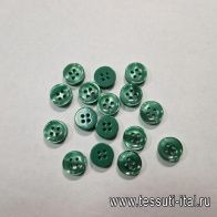 Пуговица пластик 4 прокола d-10мм зеленая - итальянские ткани Тессутидея арт. F-5756