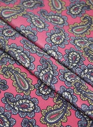 Плательная cadi стрейч (н) пейсли на розовом ш-115см - в интернет-магазине тканей Тессутидея арт. 02-5912