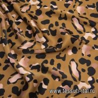 Плательная вискоза (н) стилизованный леопардовый принт на коричневом - итальянские ткани Тессутидея арт. 04-1376