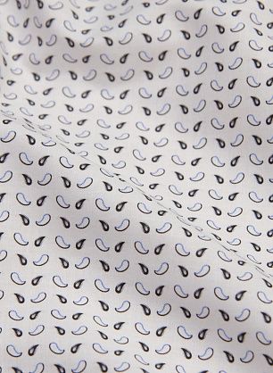Сорочечная стрейч (н) мелкие пейсли на белом - в интернет-магазине тканей Тессутидея арт. 01-6197