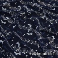 Сетка (н) банты и ноты на темно-синем - итальянские ткани Тессутидея арт. 03-6460