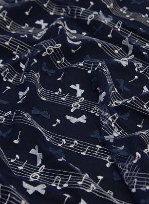 Сетка (н) банты и ноты на темно-синем - в интернет-магазине тканей Тессутидея арт. 03-6460