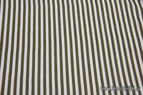 Сорочечная (н) полоска хаки на белом - итальянские ткани Тессутидея арт. 01-6195