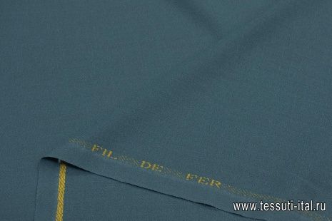 Костюмная креп (о) бирюзово-серая в стиле Scervino - итальянские ткани Тессутидея арт. 05-4139