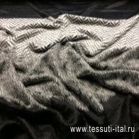 Пальтовая альпака купон (1,3м) (н) серый орнамент на черном - итальянские ткани Тессутидея арт. 09-1472