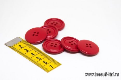 Пуговица пластик 4 прокола d-24мм красная   - итальянские ткани Тессутидея арт. F-4644