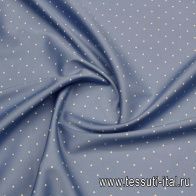 Хлопок стрейч 280 г/м (н) белый горох на голубом - итальянские ткани Тессутидея арт. 01-7650