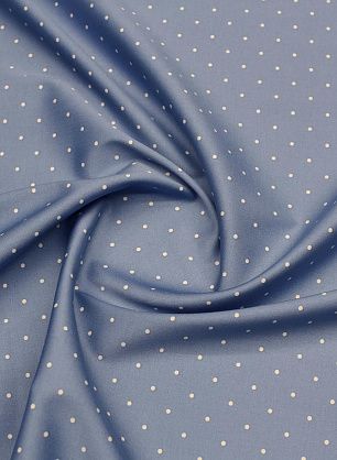 Хлопок стрейч 280 г/м (н) белый горох на голубом - в интернет-магазине тканей Тессутидея арт. 01-7650