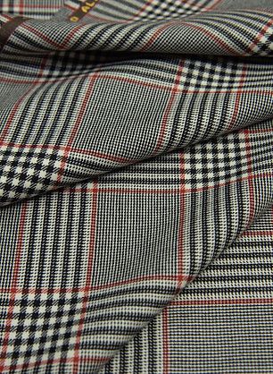 Костюмная (н) черно-бело-красная клетка - в интернет-магазине тканей Тессутидея арт. 05-3712