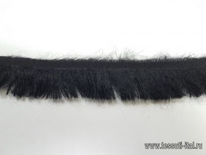 Репсовая лента с мохером (о) черная ш-3см - итальянские ткани Тессутидея арт. F-4254