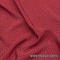 Крепдешин (н) черные сердечки на красном - итальянские ткани Тессутидея арт. 10-2918