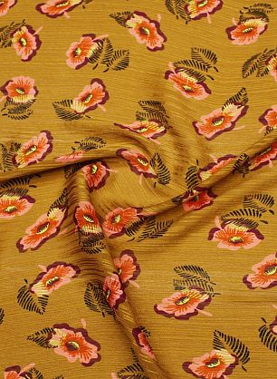 Шифон крэш (н) цветочный рисунок на светло-коричневой полоске - в интернет-магазине тканей Тессутидея арт. 10-3833