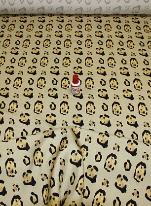Шелк плательный (н) леопардовый орнамент на бежевом - в интернет-магазине тканей Тессутидея арт. 02-4612