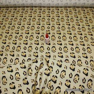 Шелк плательный (н) леопардовый орнамент на бежевом - итальянские ткани Тессутидея арт. 02-4612