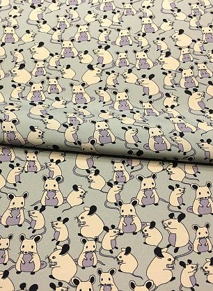 Шелк атлас (н) мыши на сером - в интернет-магазине тканей Тессутидея арт. 02-7710