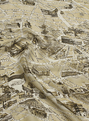 Маркизет (н) бело-бежевый городской пейзаж - в интернет-магазине тканей Тессутидея арт. 10-4650