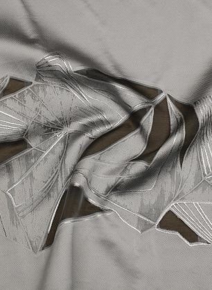 Тафта с люрексом (н) серо-черный бордюр на сером - в интернет-магазине тканей Тессутидея арт. 03-7190