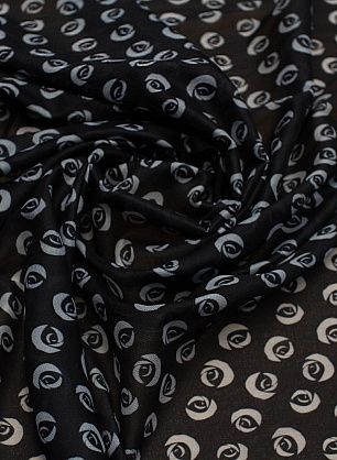 Клеевая (н) белый рисунок на черном - в интернет-магазине тканей Тессутидея арт. 03-6968