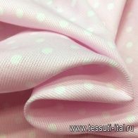 Плательная фактурная (н) белый горох на светло-розовом - итальянские ткани Тессутидея арт. 01-4670