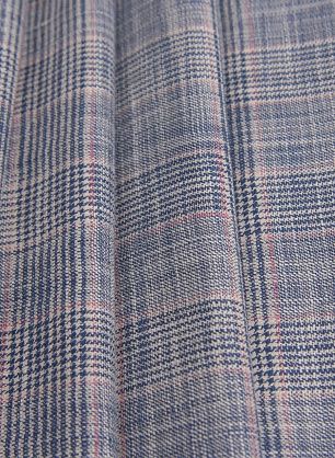 Костюмная (н) сине-бело-розовая стилизованная клетка Loro Piana - в интернет-магазине тканей Тессутидея арт. 05-3970