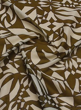 Батист (н) молочно-фиолетовый геометрический рисунок на горчичном - в интернет-магазине тканей Тессутидея арт. 01-7784