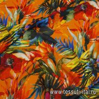 Батист (н) крупный растительный рисунок на оранжевом - итальянские ткани Тессутидея арт. 01-7502
