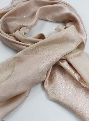 Лен купон-алантин расшитый пайетками 190*77см розово-бежевый - в интернет-магазине тканей Тессутидея арт. F-6513