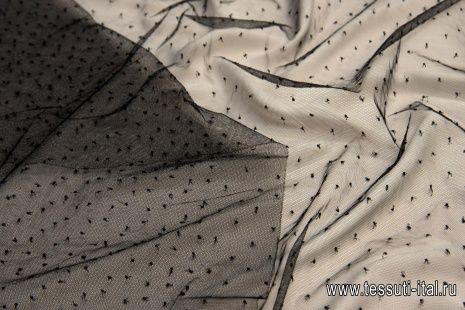 Плательная сетка с вкраплениями (о) черная - итальянские ткани Тессутидея арт. 03-6419