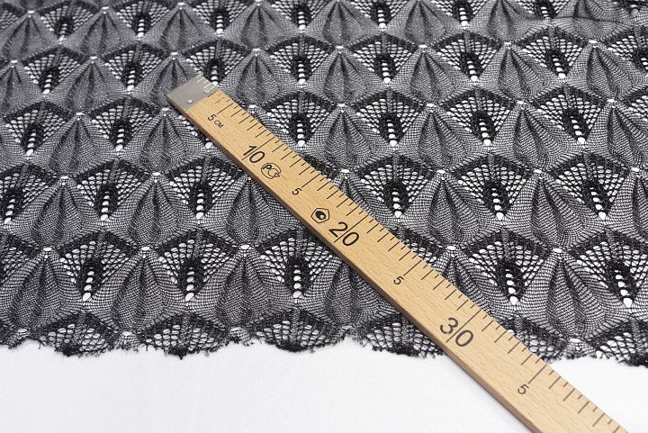 Кружевное полотно с люрексом (о) черное в стиле Missoni - итальянские ткани Тессутидея арт. 04-1433