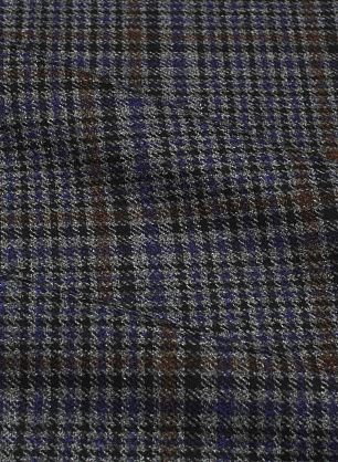 Костюмная кашемир+шерсть (н) серо-черно-терракотово-голубая клетка - в интернет-магазине тканей Тессутидея арт. 05-4746