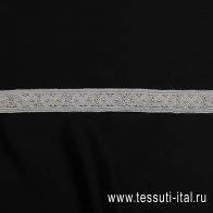 Тесьма расшитая биссером стеклярусом и жемчугом белая ш-3см - итальянские ткани Тессутидея арт. F-6297